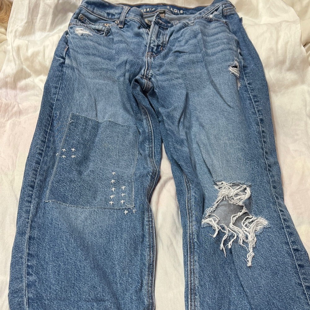 American Eagle Outfitters Distressed Blue Boyfriend Jeans